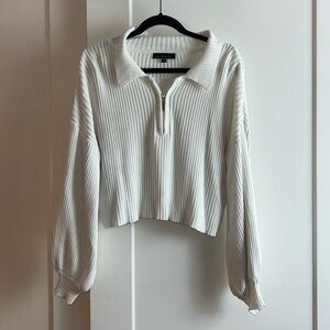 Ribbed knit long sleeve cropped sweater
